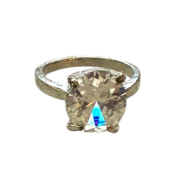 Diamond CZ Engagement Wedding Silver Ring Size 6.5 - Picture 1 of 5